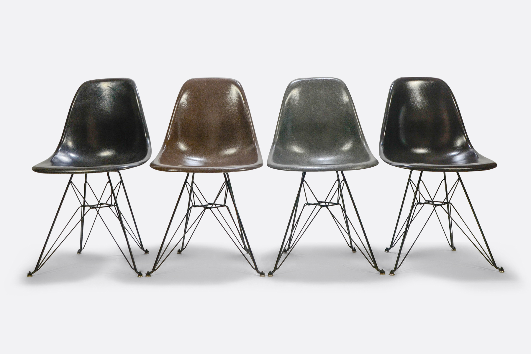 Eames DSR set of 4 Jet Black - Seal Brown - Elephant Grey - Charcoal 1