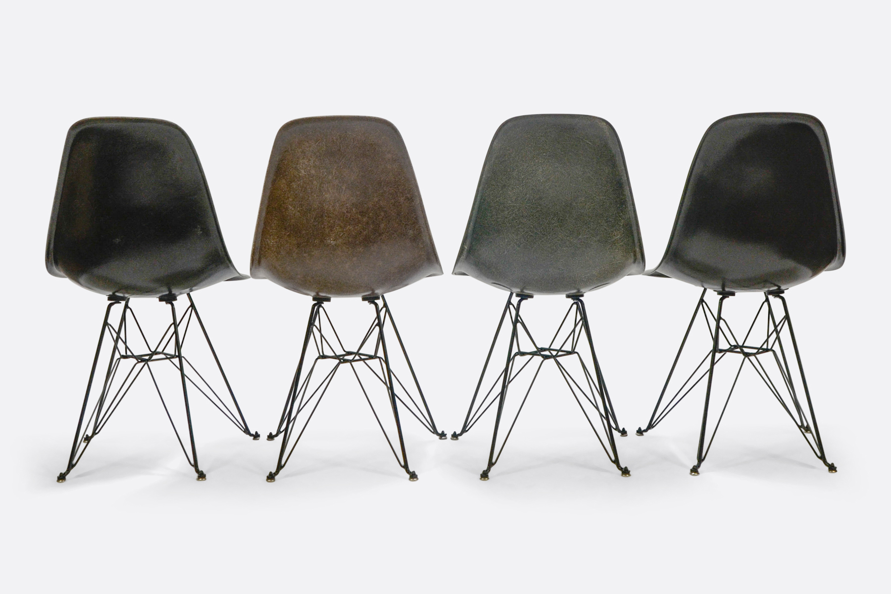 Eames DSR set of 4 Jet Black - Seal Brown - Elephant Grey - Charcoal 4