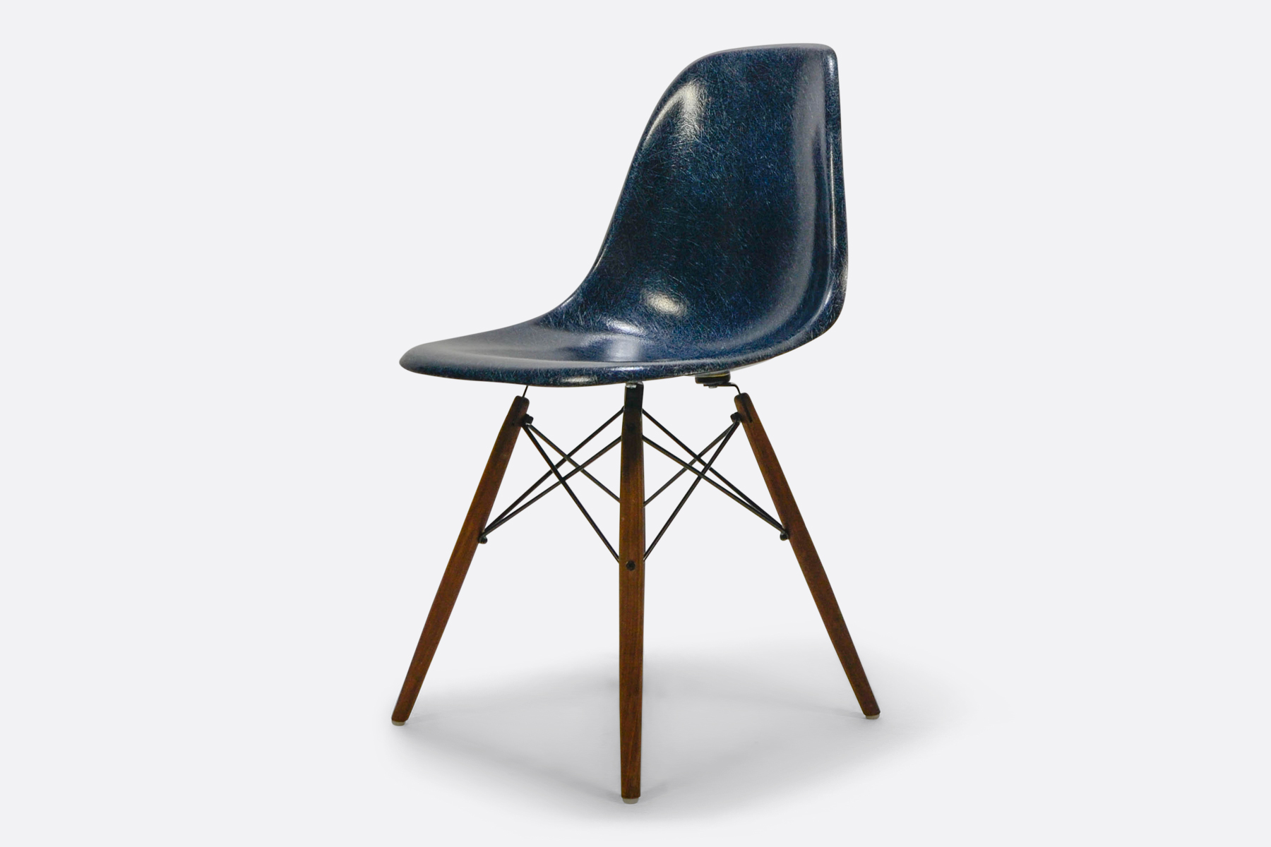 vintage  eames fiberglass  side chair  navy blue