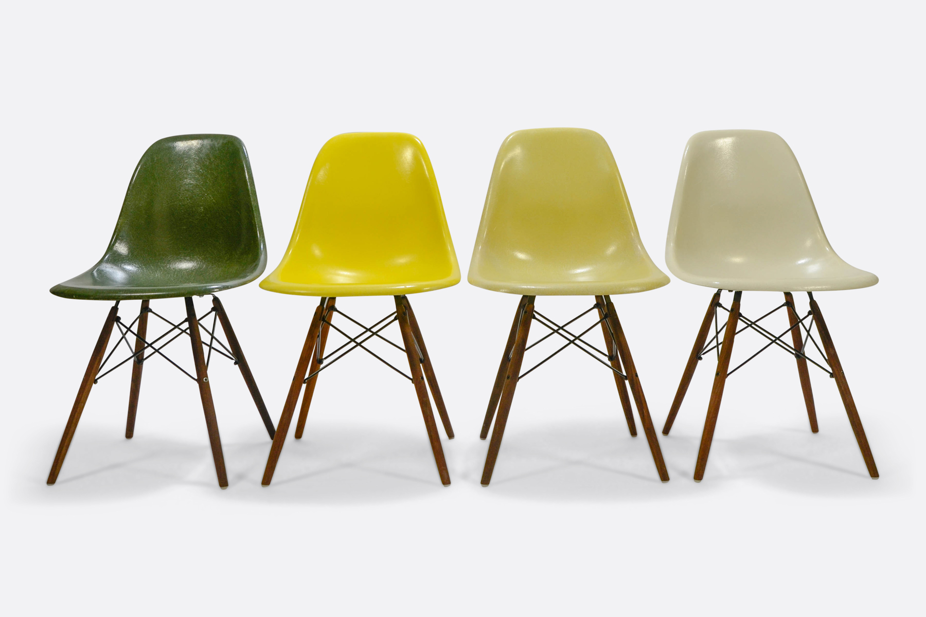 Eames DSW set of 4 Forest Green - Canary Yellow - Lemon Yellow - Off White1