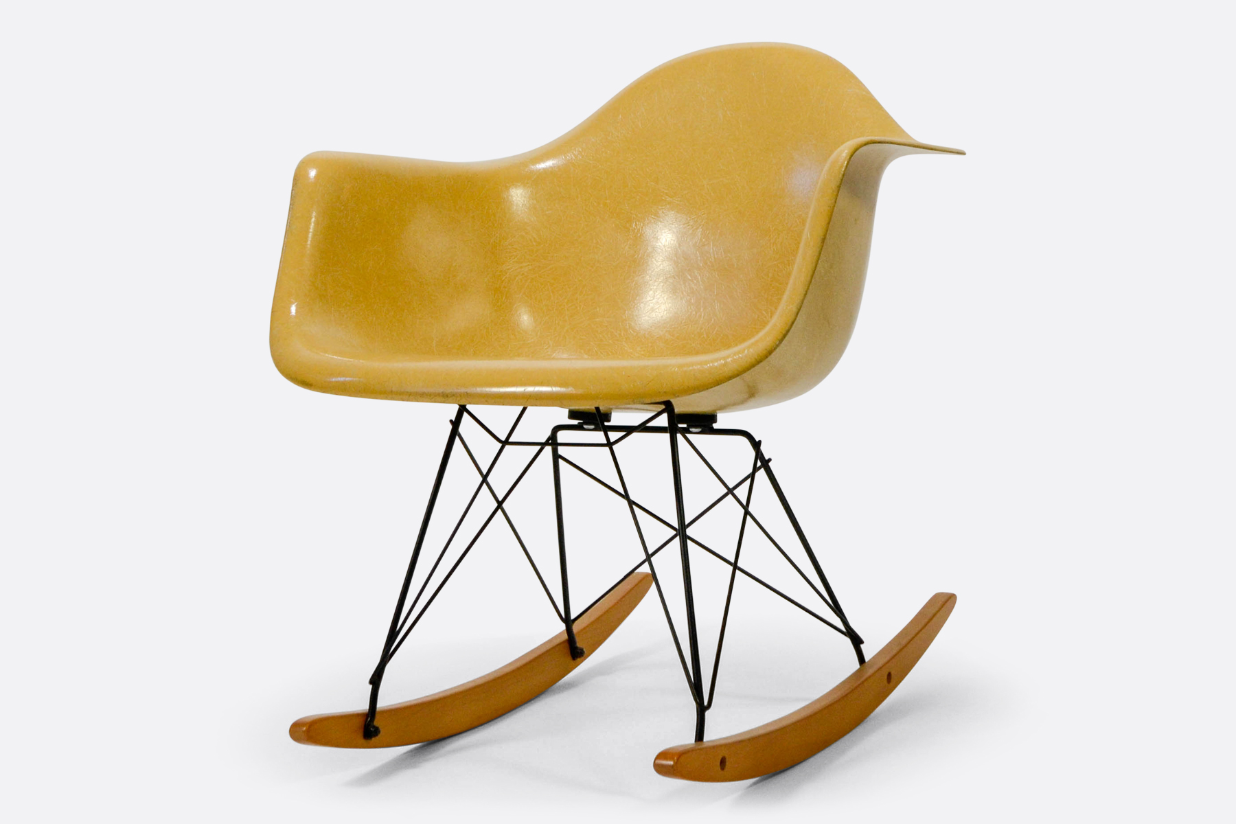 vintage  eames  light ochre  fiberglass  rocking chair