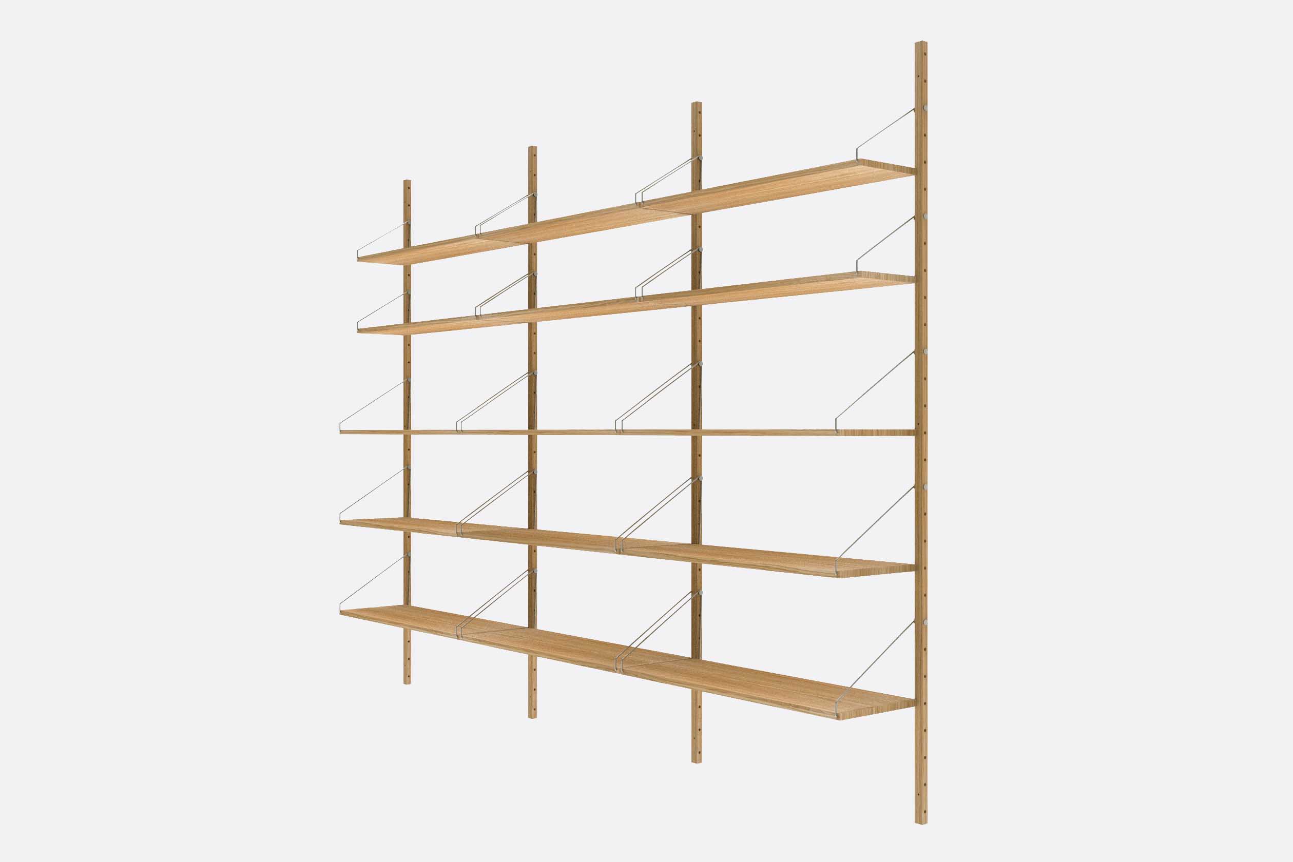 Shelf Library Natural H1852 | Triple Section Natural Angle